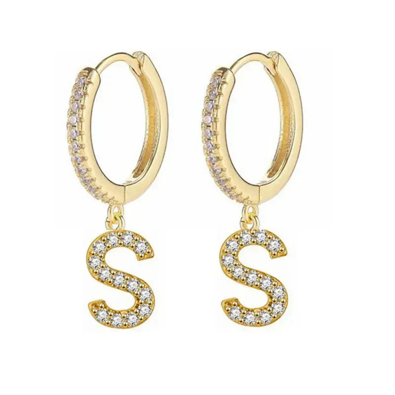 Women's hoop earrings with initial s