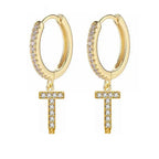 Women's hoop earrings with initial t