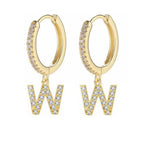 Women's hoop earrings with initial w