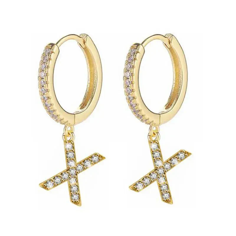 Women's hoop earrings with initial x