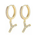 Women's hoop earrings with initial y