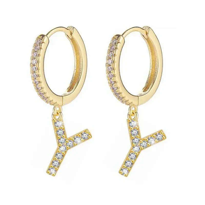 Women's hoop earrings with initial y
