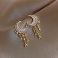 Moon and Stars Earrings in Gold & Diamonds