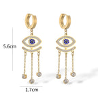 Blue Evil Eye Long Earrings