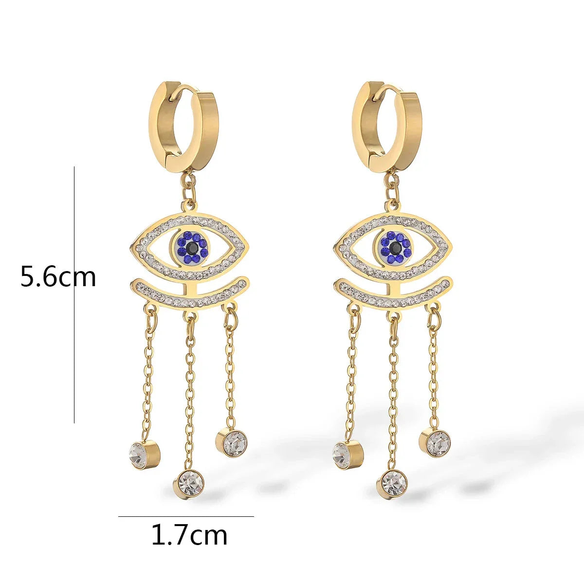 Blue Evil Eye Long Earrings