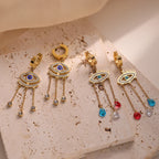 Blue Evil Eye Long Earrings