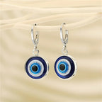 Round Blue Evil Eye Earrings