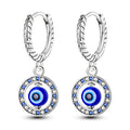 Round Blue Evil Eye Earrings With Beads