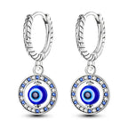 Round Blue Evil Eye Earrings With Beads