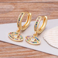 Multicolor Zircon Blue Evil Eye Earrings Bohemian Style