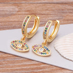 Multicolor Zircon Blue Evil Eye Earrings Bohemian Style