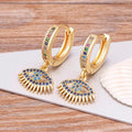 Bohemian-Style Blue Zircon Evil Eye Earrings