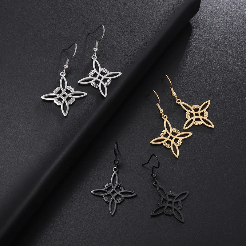 Witch Knot Dangle Earrings Protective Wiccan Women black