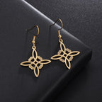 Witch Knot Dangle Earrings Protective Wiccan Women gold