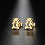 Cute Bear Earrings Gold