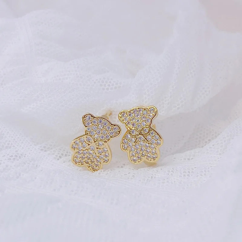 Bear Earrings Precious Stone