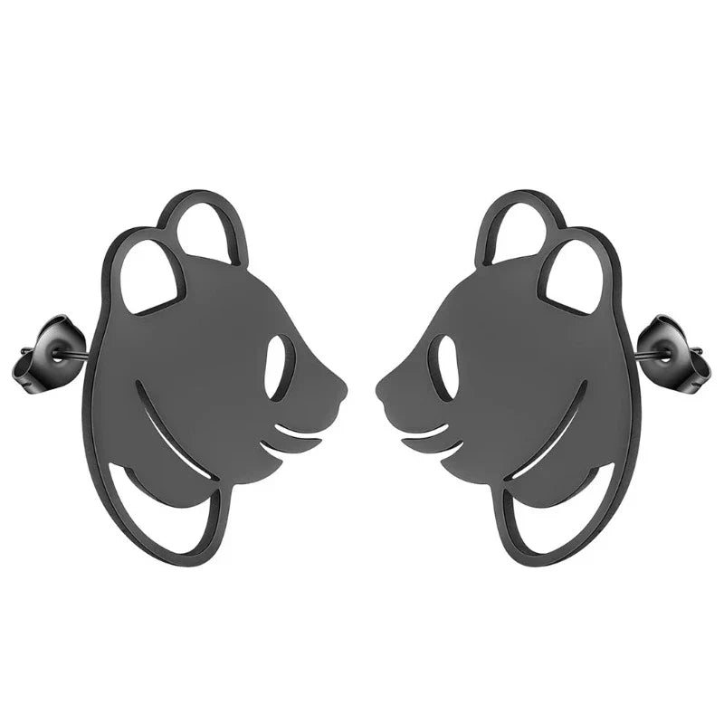 Discreet Panda Earrings Black