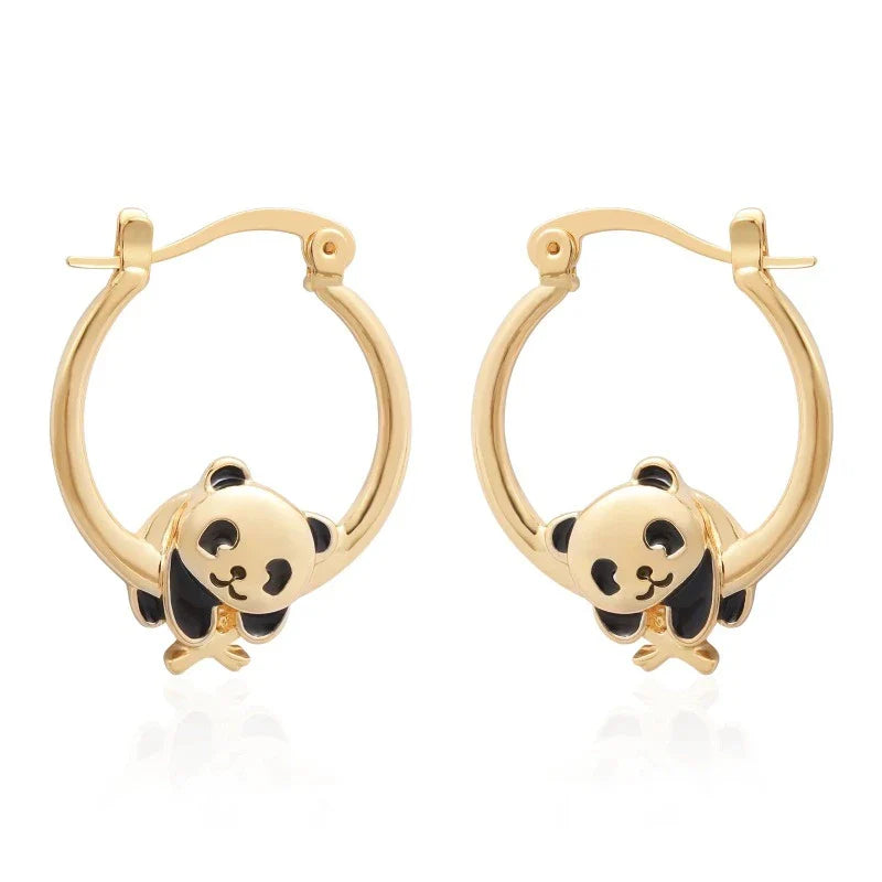 Panda Gold Earrings