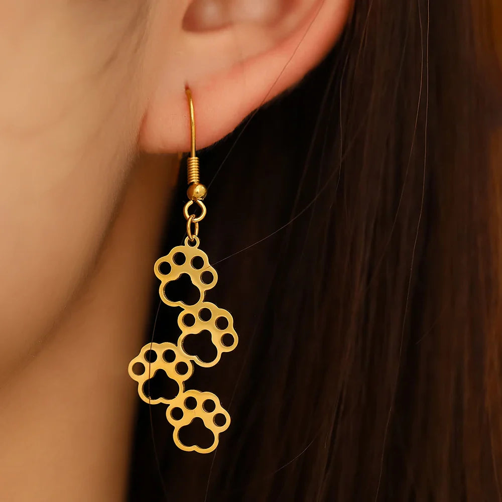 Gold Paw Earrings