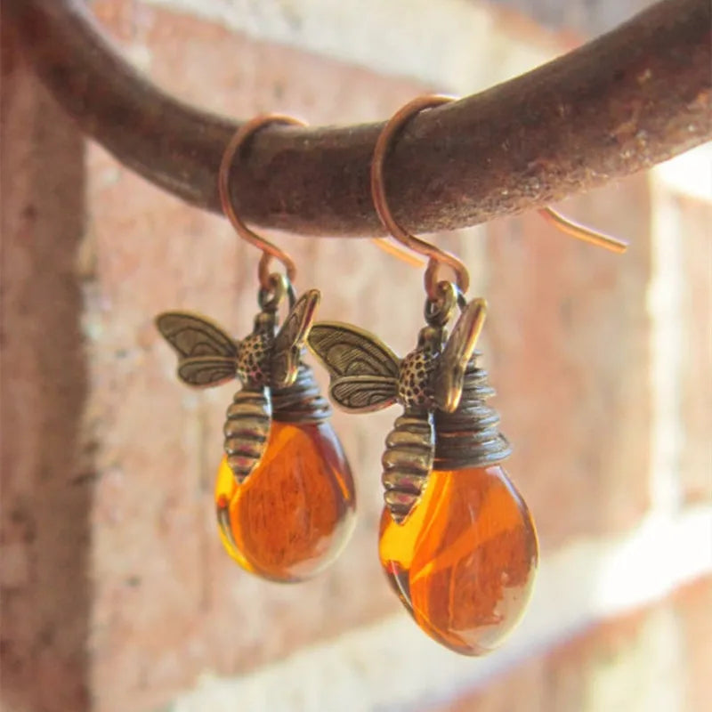 Bee drop earrings for women