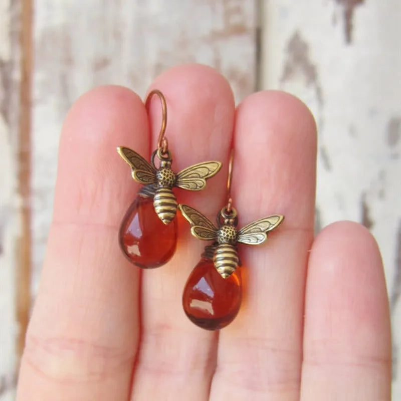 Bee drop earrings for women