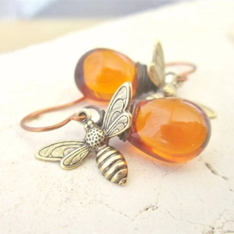 Bee drop earrings for women