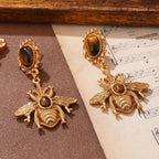 Tiger's eye bee dangling earrings