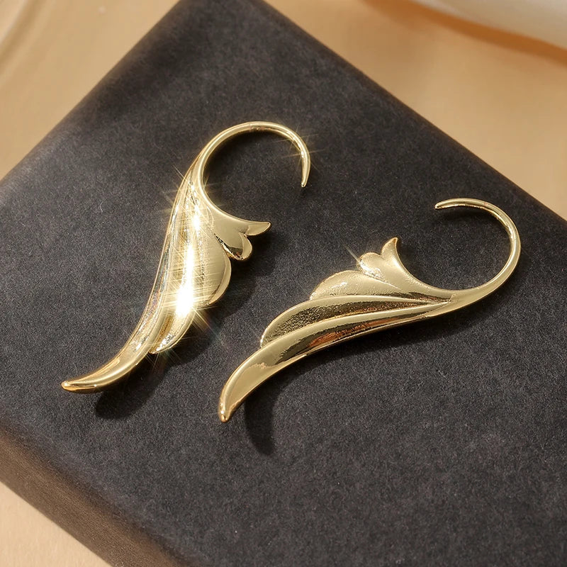 Angel wing drop earrings for women gold