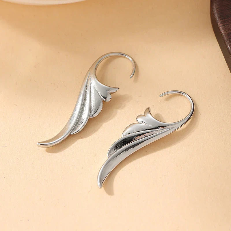 Angel wing drop earrings for women silver