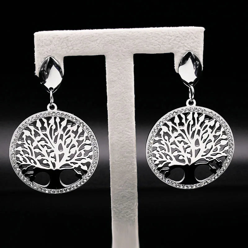 Tree of Life Sterling Silver Dangle Earrings