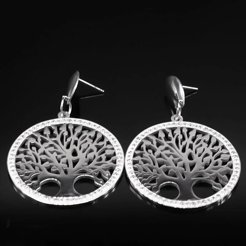 Tree of Life Sterling Silver Dangle Earrings
