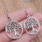 Antique silver Tree of Life Dangle Earrings