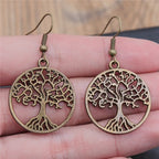 Antique bronze Tree of Life Dangle Earrings