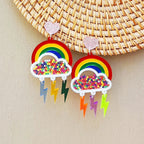 Rainbow lightning dangle earrings