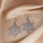 Silver Plated Dangle Earrings Metatron's Cube