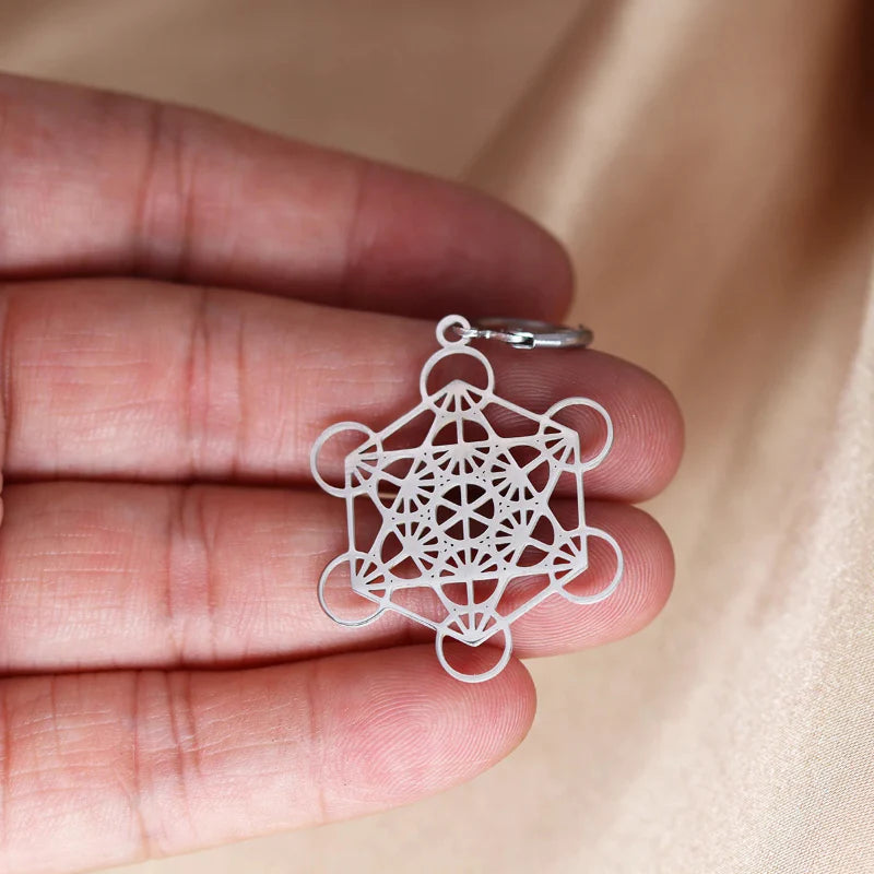 Silver Plated Dangle Earrings Metatron's Cube