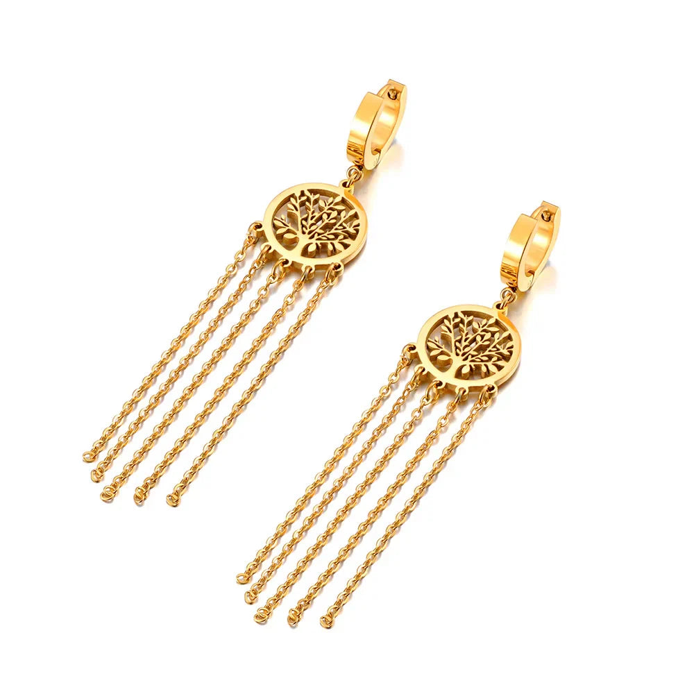 Tree of Life Dangle Earrings in gold