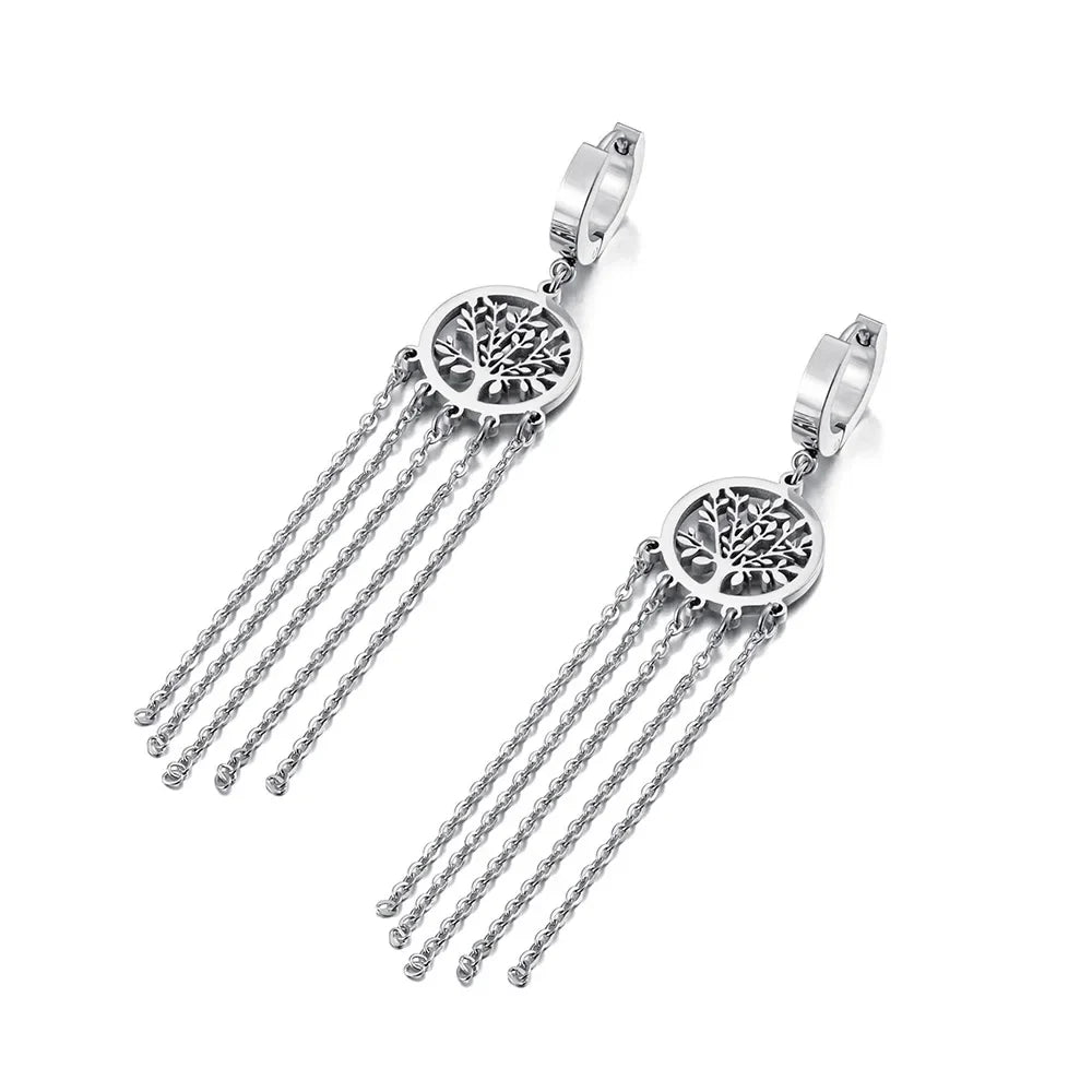 Tree of Life Dangle Earrings in silver