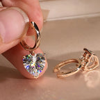 Drop Earrings with Zircon Heart