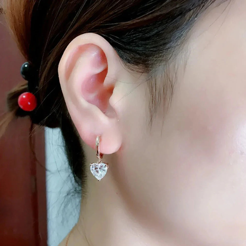 Drop Earrings with Zircon Heart