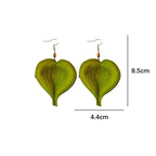 Dangle Earrings with Colored Leaf