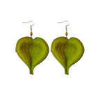 Dangle Earrings with Green Colored Leaf