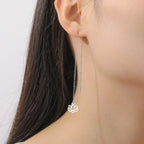 Dangle Earrings with Delicate Lotus Flower in silver