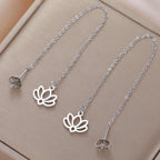 Dangle Earrings with Delicate Lotus Flower in silver