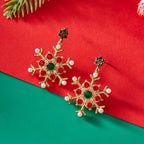 Dangling Earrings with Red Snowflake 