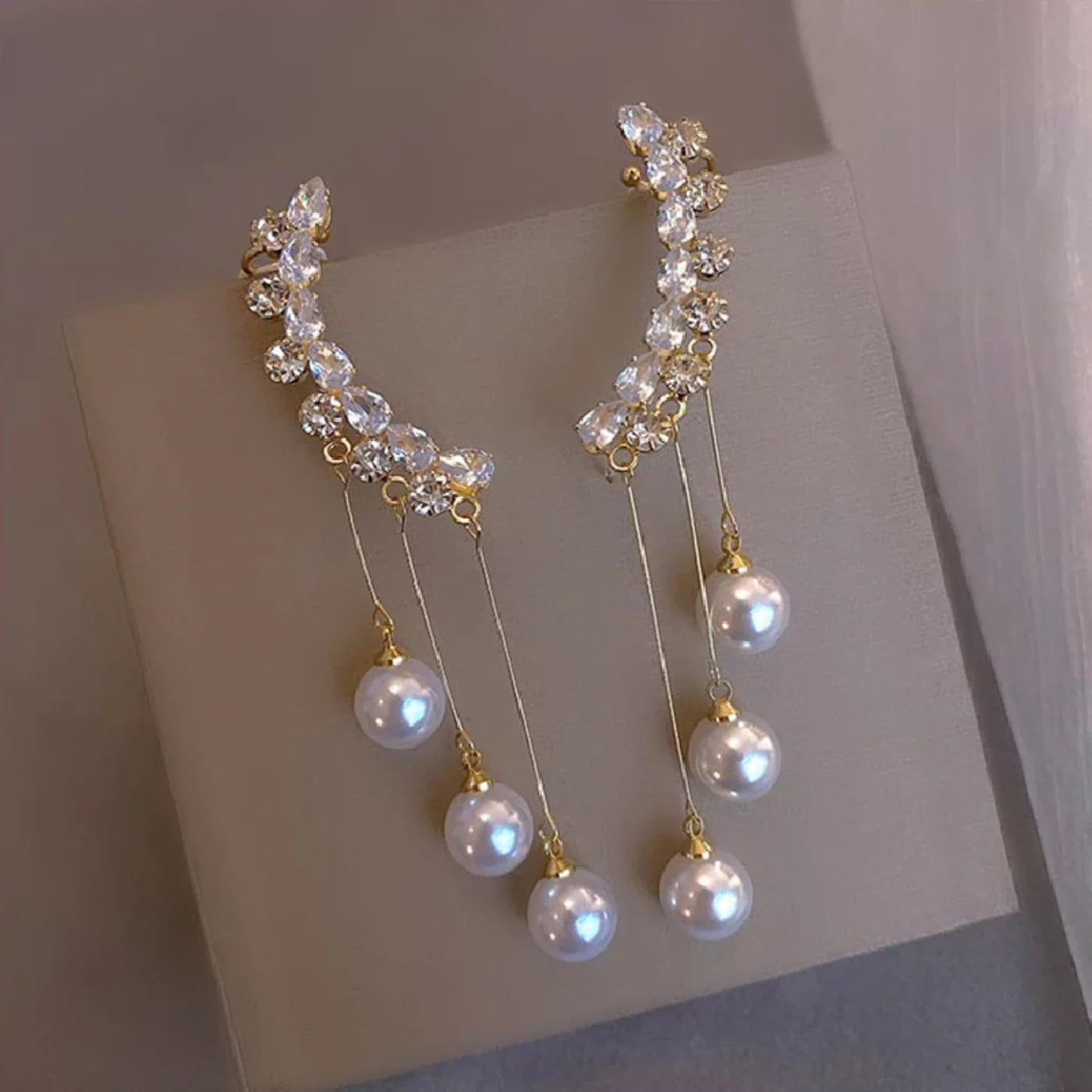 White Pearl Drop Earrings 2