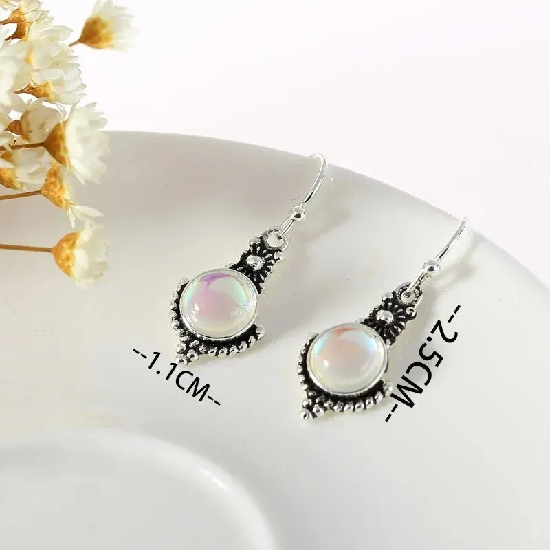 Dangle Earrings with Moonstone