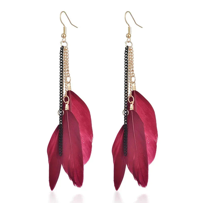 Colorful Feather Drop Earrings 5