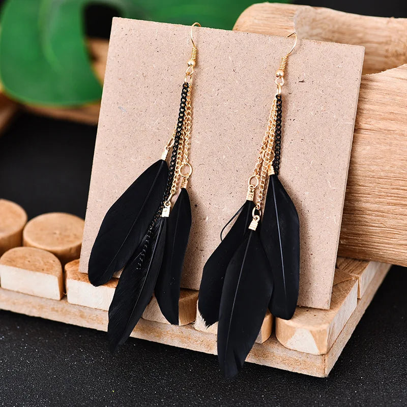 Colorful Feather Drop Earrings 2