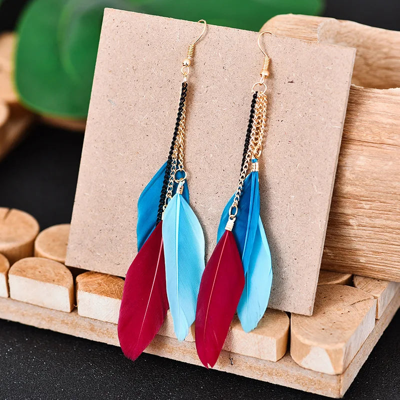Colorful Feather Drop Earrings 4